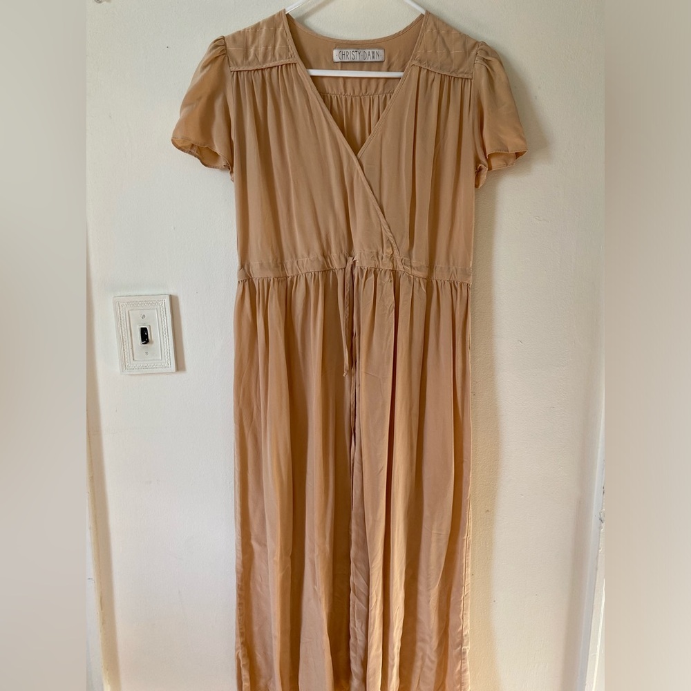 Christy Dawn Peach Silk Dawn Dress small